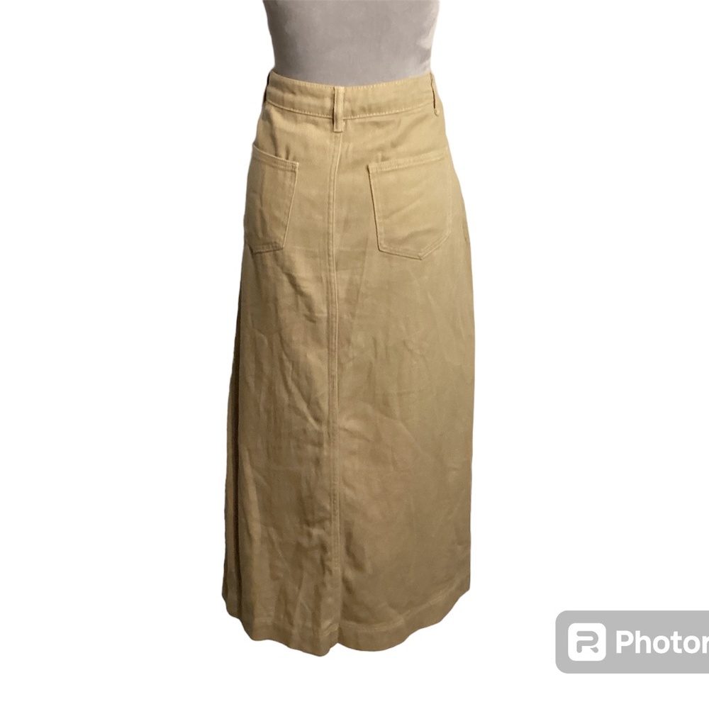 Classic Tan Maxi Skirt - Minimal A-Line Style - Picture 4 of 9